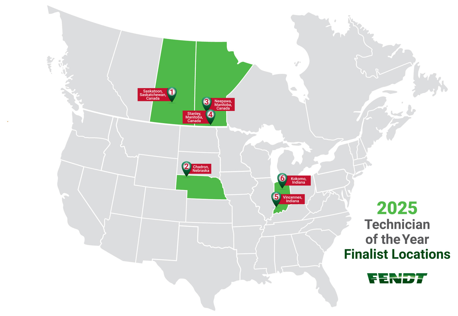 Map of finalists locations