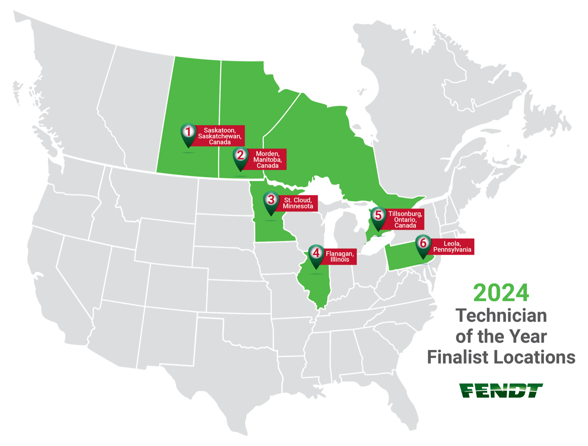Map of finalists locations